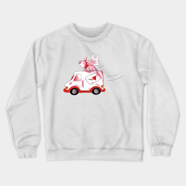 Valentine Delivery Crewneck Sweatshirt by KristenOKeefeArt